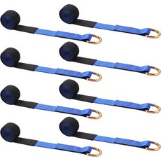 8팩 2인치 X 8피트 견인차 스트랩 라쏘 휠 리프트 타이어 D링 포함 11000파운드 강도 자동차 고정용 트레일러 트럭 타이어용 타이, 2" X 8 ft, 8, 파랑