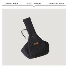 寵物外出保暖斜挎包 秋冬款輕便寵物包 小型犬貓咪出行保暖包 防應激透氣 前背式寵物攜行袋 可調節肩帶外出便攜包, 1個, 神秘黑
