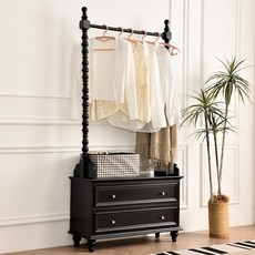 행거 서랍장 원목 수납장 침실 드레스룸 옷걸이 프랑스 엔틱 레트로 유럽형 스타일, B.원목 옷걸이 흰색