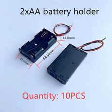 AA 배터리 거치대 케이블 박스 14500 커버되지 않은 DIY 장난감 액세서리 1 LR6 시리즈, 2xAA 10PCS