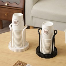 종이컵 거치대 컵 디스펜서 컵보관함 카페 탕비실 정리대, 탁상용컵홀더화이트