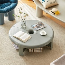 북유럽 모듈 원형 테이블 수납장 선반 협탁 모듈형 진열장 미드센츄리 분리형 가구, 4세트, 그레이