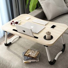 접이식 미니테이블 베드트레이, 화이트월넛(컵홀더형)