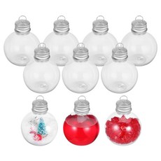 Baluue 크리스마스 음료 공 10피스 투명 술 볼 트리 100ml 채울 수 있는 장식품 물병 전구 모양 플라스틱 펜던트 홈 데코 파티 장식용 실버 295135