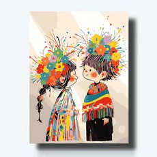 다솜이네 DIY 명화그리기 유화 세트 알록달록 아이들 30 x 40cm, 알록달록꿈꾸는아이들1, 1개