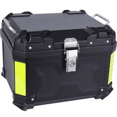 코솔리 모터사이클 탑 케이스 45L 알루미늄 트렁크 박스 가방 가죽 안감 및 백 쿠션 방수 방진 범용 브래킷 블랙으로 간편한 설치, Bla 45L Single Lo