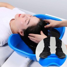 간이 머리 세발기 샴푸대 누워서 머리감기 노인 임산부 환자 영유아, 블루, 1개