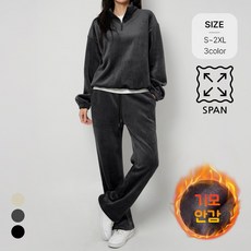 니어샵 여성 상하의 세트 융털기모 벨벳 코듀로이 아노락 반집업 밴딩 팬츠 세트