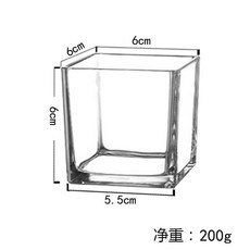 簡約水培花盆 正方形透明玻璃花瓶 綠蘿水養植物器皿 烏龜缸 插花擺件, 6 * 6cm,1個裝