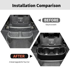 지프 JL & JT용 후면 컵 홀더 뒷좌석 보관 박스 트레이 오거나이저 바닥 콘솔 장착 음료 홀더 내부 액세서리 랭글러 JLU 및 글래디에이터 JT 2018-2025와 호환, 지프 JL & JT용 후면 컵 홀더, 뒷좌석 보관 박스