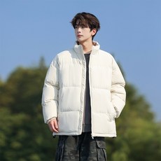 立領純色棉衣男款秋冬外套 情侶款休閒棉服 短款保暖面包服