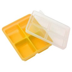 副食品連裝盒 鉑金矽膠萬用製冰盒 韓國 矽膠副食品製冰盒 矽膠分裝盒 冰磚盒 離乳食連裝盒 日本 儲存盒 CHU CHU, 1個, 芥末黃-韓國製-70g共4格, F, 70ml