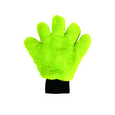 五指洗車手套組 (含洗車毛巾) - 超細纖維羊毛材質，汽車清潔必備, 1個, 綠色