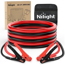 Nilight 2/0게이지 9.1m(30피트) 튼튼한 점퍼 케이블 1500암페어 부스터 배터리 케이블 영구 설치 키트 및 빠른 연결 플러그 포함 12V 및 24V 자동차 S, 8 Guage 12 FT