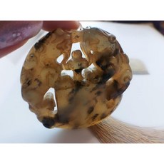 袖玉 古玉 內潑墨【雙貔貅】把玩件 立體雙面雕, 1個