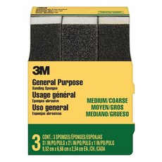3M 미디엄/거친 샌딩 스폰지 9.5 x 6.4 x 2.5cm(3-3/4 x 2-5/8 x 1인치) 3팩, 3M 미디엄/거친 샌딩 스폰지, 9.5 x 6.4 x