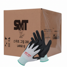 다올ETS 코팅장갑 SMT 스마트그립200 안전 작업용 장갑 박스 판매, 1개, 회색 스몰