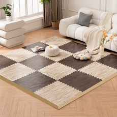 木紋泡沫地墊 拼接爬爬墊 防摔兒童臥室客廳家用拼圖墊 榻榻米地板墊, 白木+棕木,*30*1.0【16片】3C認證檢測報告, 1個