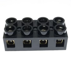 RLECS 500V 60A 4포지션 더블로우 스크류 터미널 블록 이중열 전기 배리어 스트립 블랙, 단일 60A 4P