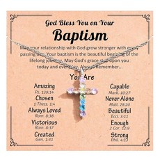 JEIKTO 소녀를 위한 세례 선물 다채로운 십자가 목걸이 주얼리 기독교 선물 장식 어린 아기 소녀 여성 대녀 딸 손녀 조카를 종교 255583