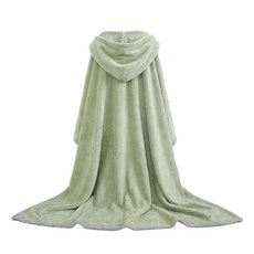 柔軟法蘭絨連帽披肩毯 多用途暗扣設計 居家辦公午睡必備