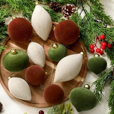 VertintON 온g 12피스 크림 화이트 그린 브라운 벨벳 크리스마스 장식품 대형 유리 볼 벌크 플로킹 트리 전구 세트 파티 휴일 장식용 (다이아몬드 없음) 295171, VertintON 온g 12피스 크림 화이트 그린 브라