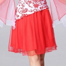 빅사이즈 트로트 고고장구 품바옷 반짝이 의상 스팽글 무대 자켓 공연 옷 축제 파티 행사, 중, 레드 메쉬 스커트, 1개