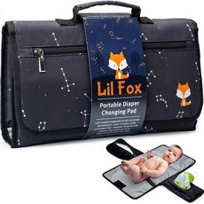 寶寶隔尿墊 易清洗 嬰兒尿布墊 隨身隔尿墊 換尿墊 可攜式隔尿墊 折疊隔尿墊 尿布墊 多功能便攜式 防水 隔尿墊 便攜式, 黑色（無絲印狐狸圖案）, 1個