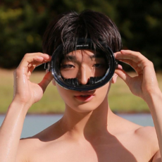 수올리 해녀 마스크 케이스 세트 스노쿨링 해루질 물안경 스노클링 프리다이빙 물놀이 장비, 블랙