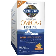 가든오브라이프 미나미 오메가 3 피쉬 오일 850mg 오렌지 글루텐 프리 소프트젤, 1개, 120정
