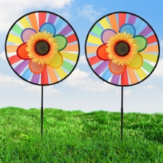 해바라기 바람개비 놀이용 이중 서클 무지개 바람개비 가벼운 행사용 잔디밭 장식용 포인트 장난감 설치용