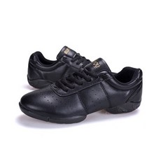 emotionalstuff 女款拉丁舞皮革社交舞運動爵士舞鞋, 36 (230), 黑色