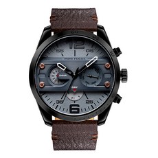MINI FOCUS LGS MF-068G 時尚多功能電子錶 日本石英機芯 真皮錶帶 30米生活防水