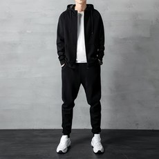 ANYOU 봄가을 남성 트레이닝세트 집업 가디건 조거팬츠 러닝복 츄리닝세트 런닝 복트레이닝세트 후드 오픈 프론트 스포츠 세트