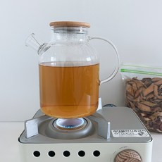 투데이리빙 1800ml 내열 유리 티포트 거름망 포함 차 주전자 티팟 직화 가능 티타임 티 포트, R99972Q(투명, 1개, 1.8L, 혼합