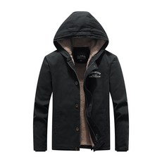 LARGE STORE秋冬款素面羊羔絨刷毛連帽外套 防風保暖男生禦寒軍裝外套(JK1883)