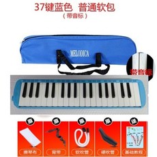 附發票 口風琴 口風琴37鍵口風琴32鍵成人兒童小學生初學者課堂教學專業演奏樂器, 軟包藍色37鍵帶教材, 1個