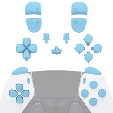 EXtremeRate ps5 엣지 컨트롤러와 호환되는 교체용 풀 세트 버튼 헤븐 블루 D-패드 공유 옵션 홈 페이스 버튼 R1 L1 R2 L2 트리거 ps5 엣지 컨트롤러와