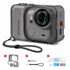FIXO Insta360 GO Ultra 투명 보호케이스 렌즈커버 + 강화유리 세트, 1개, 블랙 투명 모델