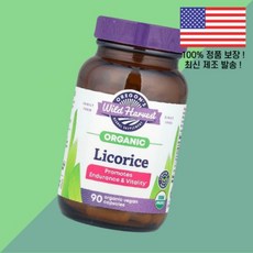 오레곤산 와일드 수확 감초 식물성 베지캡슐 90정 450mg Oregon's Wild Harvest Organic Licorice 90 Vegan Capsules per Cap, 1, 90