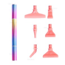 本島出貨 鑽石畵金屬點鑽筆 塑料螺紋筆頭閤金新款點鑽頭DIY鑽石繡工具套裝, 1個, 七彩筆桿+粉色螺紋塑料頭