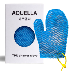 아쿠엘라 TPU 벌집 프리미엄 샤워 글러브 친환경 저자극 부드러운 각질관리 빠른건조 반영구사용 목욕타올, 1개, 1개입, 블루