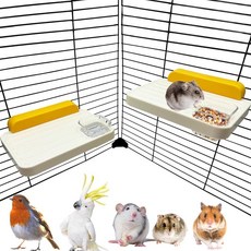 햄스터 케이지 플랫폼 트위스트 온 마운팅 2피스 수유 그릇 2개 플라스틱 공간 절약 소형 동물 선반 쥐 저빌 슈가 글라이더 새용 148106