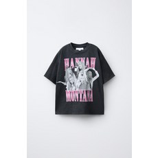 자라 HANNAH MONTANA © DISNEY 워시드 이펙트 티셔츠 - 콜 그레이122830