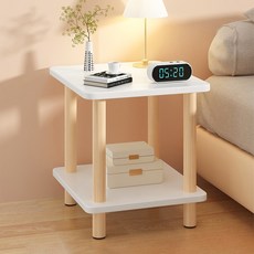 루센트리 튼튼한 침대 협탁 거실 원목 수납장 사이드 테이블, 화이트