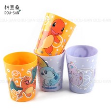 【林豆桑】現貨 韓國代購 寶可夢 皮卡丘 湯匙叉子收納袋/碗/杯子/餐盤/便當盒/兒童餐具/學習碗 神奇寶貝, 1個, 4入冷水杯 彩虹