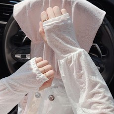 韓版蕾絲冰袖女 冰絲防曬袖套 寬鬆透氣戶外開車護袖