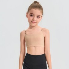 NEWCHAO 투명 스트랩 댄스 브라 여아용 심리스 누드 브라 만 7~16세 트레이닝 발레 체조 스트랩 2쌍과 실리콘 패드 1쌍 포함