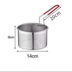 DAMON 스텐 튀김망 필터 철망 튀김 바구니, 304 실리콘 손잡이 원형 바구니 14cm (고정 손잡