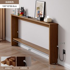 쇼파 뒤 틈새선반 테이블 거실 좁고긴 블랙월넛 수납장 조립 셀프 침대, 1개, 브라운 100x10x70 직접 조립